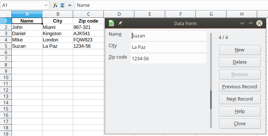 Data Entry Form for Spreadsheet