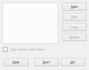 Custom Slide Shows Dialog