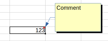Komórka z wyświetlonym komentarzem