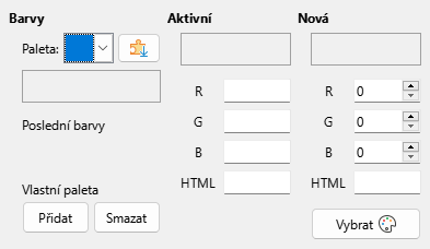 Dialogové okno s kartou Barva