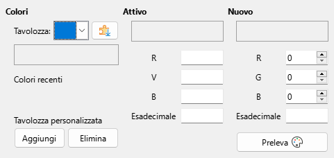 Finestra di dialogo della pagina Colore
