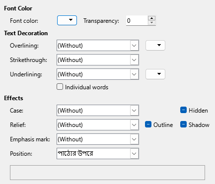 Font Effects Page Dialog Image