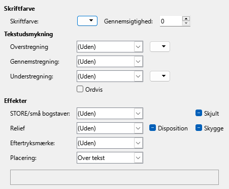 Billede af dialogen Skrifteffekter