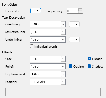 Font Effects Page Dialog Image