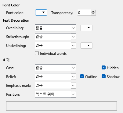 Font Effects Page Dialog Image
