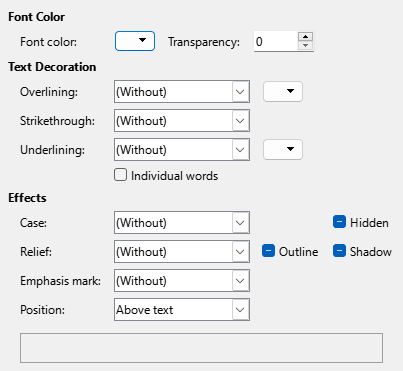 Font Effects Page Dialog Image