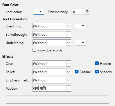 Font Effects Page Dialog Image