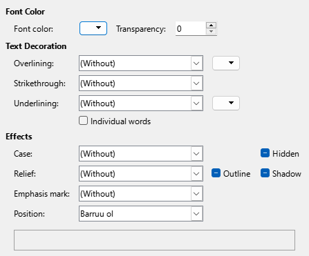 Font Effects Page Dialog Image
