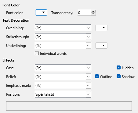 Font Effects Page Dialog Image