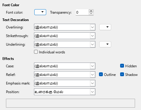 Font Effects Page Dialog Image