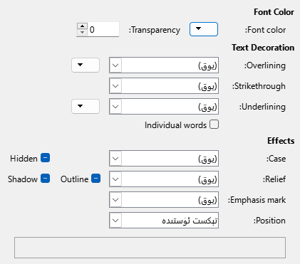 Font Effects Page Dialog Image