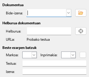 Hiperesteken dokumentu-orrialdearen elkarrizketa-koadroaren irudia