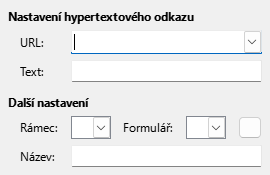 Obrázek dialogového okna Hypertextový odkaz - Internet