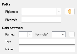 Obrázek dialogového okna Hypertextový odkaz - Pošta