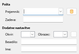Slika pogovornega okna Hiperpovezava – E-pošta