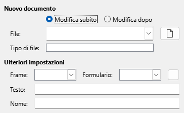 Immagine della finestra di dialogo pagina del Collegamento ipertestuale a Nuovo documento