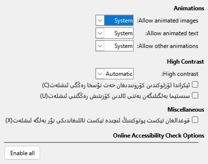 Options Accessibility Dialog Image