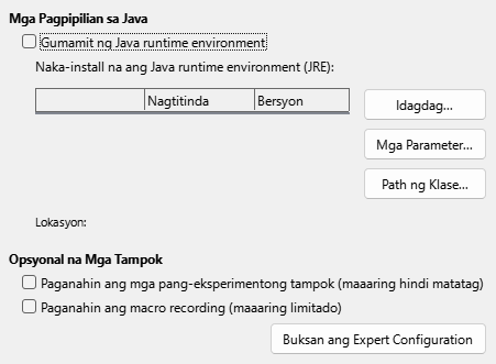 Mga Opsyon Advanced Dialog Image