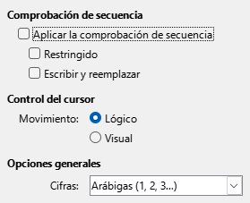 Imagen del cuadro de diálogo Opciones, sección CTL