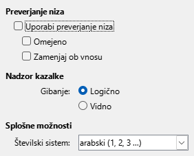 Slika pogovornega okna Nastavitve/Možnosti – CTL