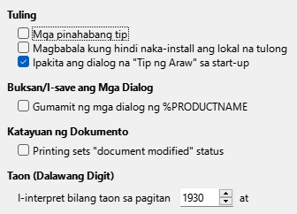Mga Opsyon Pangkalahatang Dialog na Larawan