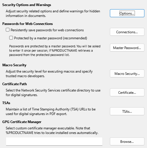 Options Security Dialog Image