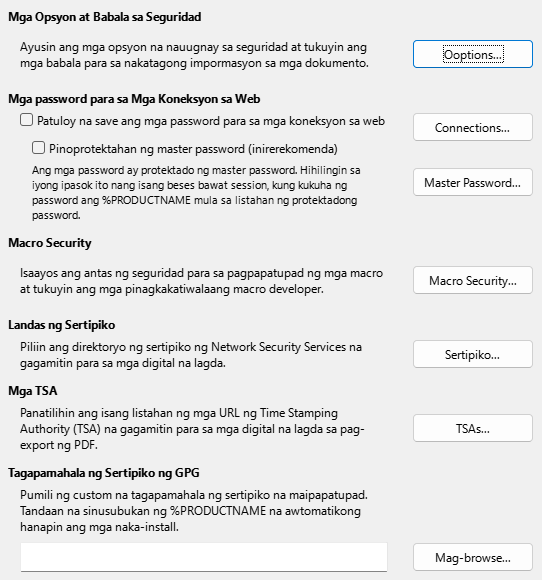 Options Security Dialog Image