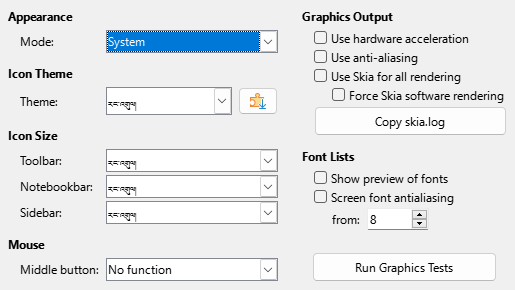 Options View Dialog Image