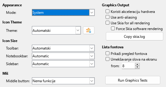 Options View Dialog Image