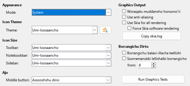 Options View Dialog Image