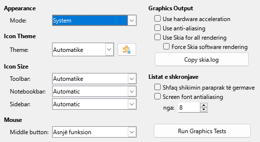 Options View Dialog Image