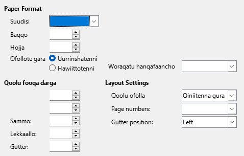 Page format tab page
