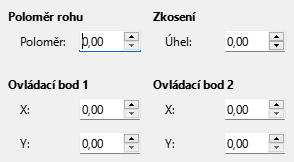 Karta Naklonění a poloměr rohu