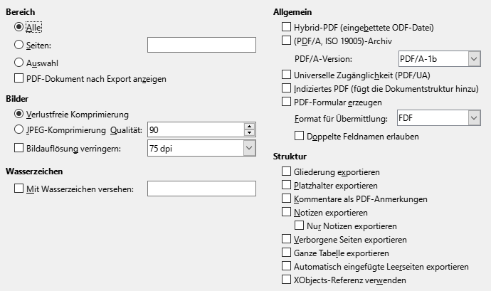 PDF-Export – Allgemein