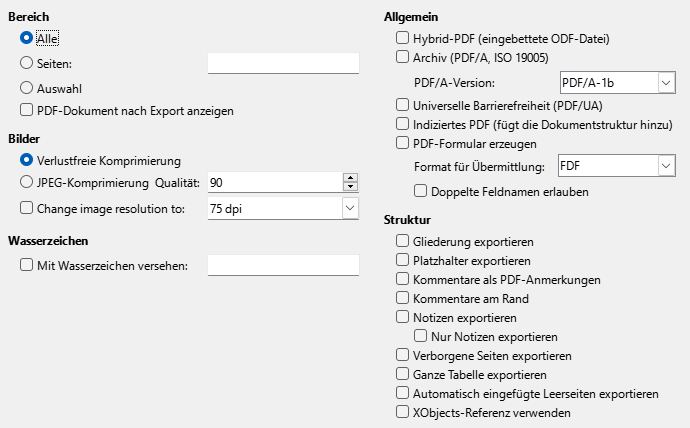 PDF-Export – Allgemein