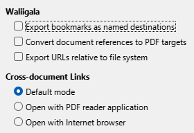 PDF Export Links Options Dialog Image