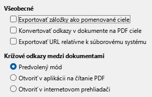 PDF Export Links Options Dialog Image