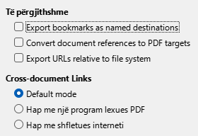 PDF Export Links Options Dialog Image