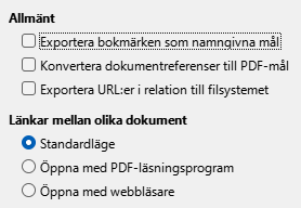 PDF Export Links Options Dialog Image