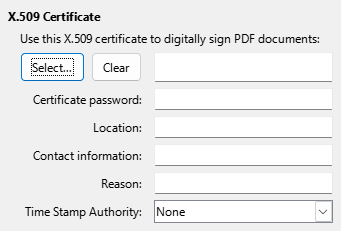 PDF Export Digital Signature Options Dialog Image