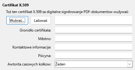 Wobraz nastajenjow za digitalne signatury PDF-eksporta