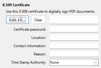PDF Export Digital Signature Options Dialog Image