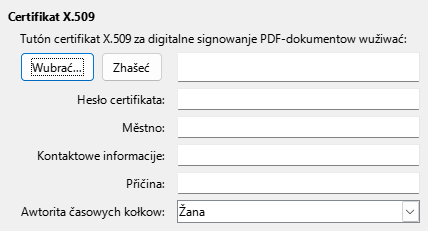 Wobraz nastajenjow za digitalne signatury PDF-eksporta
