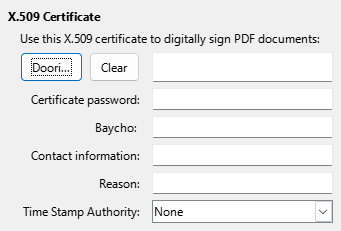 PDF Export Digital Signature Options Dialog Image