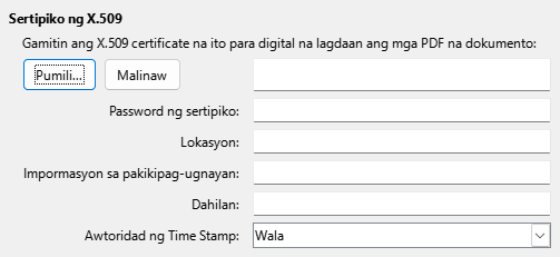 PDF Export Digital Signature Options Dialog Image
