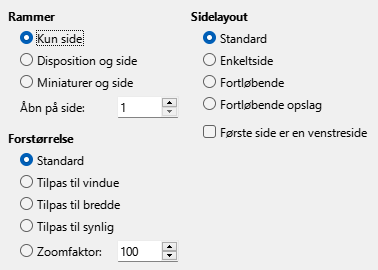 Dialogen indstillinger for PDF-eksport Vis