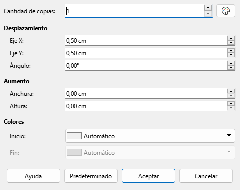 Cuadro de diálogo Duplicar