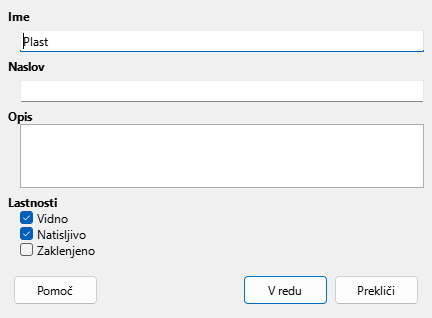 Slika pogovornega okna Vstavi plast