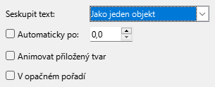 Dialogové okno Animace textu