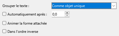 Boîte de dialogue Animation de texte